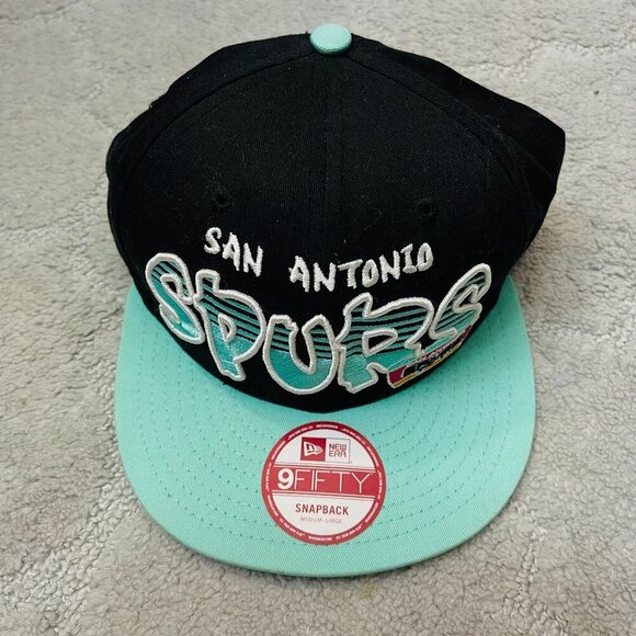 hardwood classics San Antonio Spurs  Snapback NBA Hat-‎ Black/Teal medium large - Picture 1 of 8